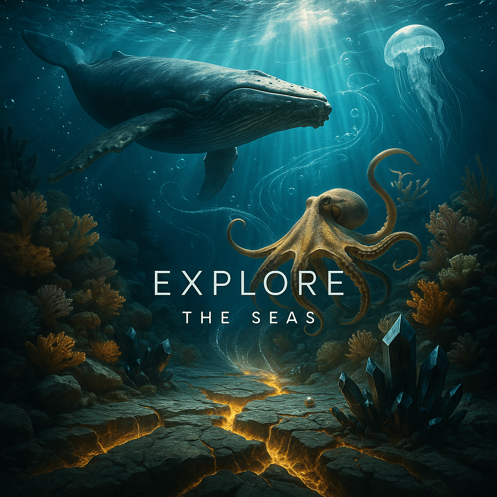Previous ad media concept recreated to the usable marketing media with colors and definition as well as the title - Explore the seas